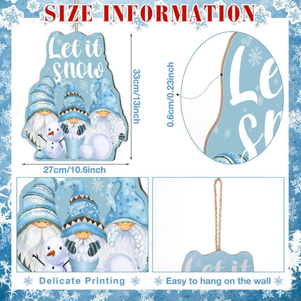 Christmas Welcome Sign Wooden Winter Gnome Door Sign 10x13 Inches Gnome Hanging Plaque Decor Hanging for Holiday Winter Home Window Wall Indoor Outdoor (Charming)