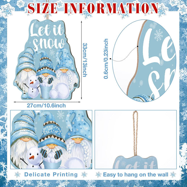 Christmas Welcome Sign Wooden Winter Gnome Door Sign 10x13 Inches Gnome Hanging Plaque Decor Hanging for Holiday Winter Home Window Wall Indoor Outdoor (Charming)