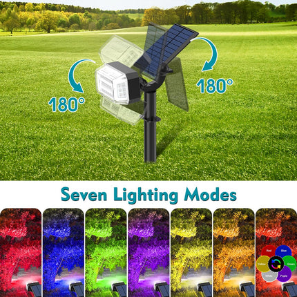 Solar Spot Lights Outdoor Waterproof IP65,[49 LEDs/8 Pack] RGB Christmas 7 Modes Color Changing Solar Spotlights, Adjustable Landscape Flood Powered Lights for Yard Garden Pathway(Multicolor)