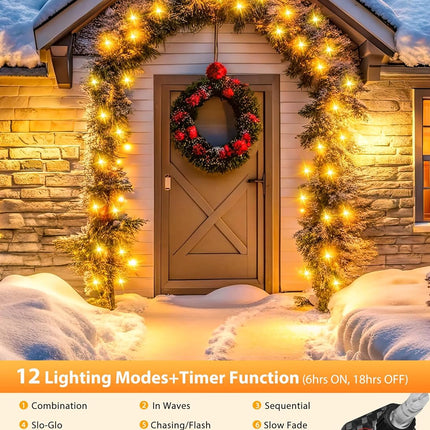 Minetom Christmas Lights Outdoor Cluster Lights - 1000 LED 50 Ft Christmas Firecrackers String Lights, 12 Modes Timer Waterproof Plug in Twinkle Fairy Light for Xmas Tree Garland Party, Warm White