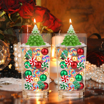 VIDELLY 6068PCS Christmas Floating Vase Filler Set, Clear Beads Pearls Candy Canes Christmas Tree Decorations for Vase Filler Table Centerpieces Decoration Home Decor