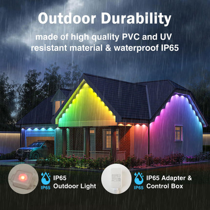 Permanent Outdoor Lights 100ft, Smart RGB Outdoor Lights with 60 LED, 8000 Hour Long Life Long Lasting Waterproof Permanent Christmas Lights Outdoor, for Daily Decorative Lighting and Holiday Parties