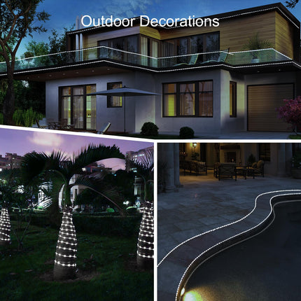 LED Rope Lights Outdoor, 108 LEDs 16Ft Connectable and Flexible Strip Lights with Holder, 110V Plug Waterproof Classic Clear Tube Lights for Indoor Outdoor Tree Garden Party Wedding Christmas (White)