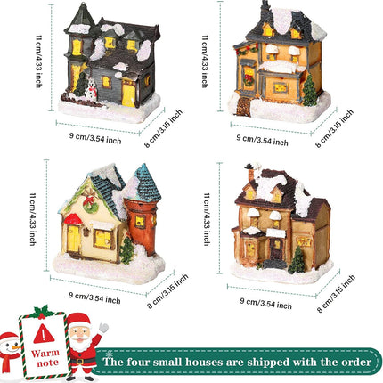 Yerliker 28 Pieces Christmas Mini Miniature Village Accessories Artificial Trees Street Lamps Santa Snow Houses Elk for Miniature Scenes Village Displays (Lake Blue and Beige,Gnome Style)