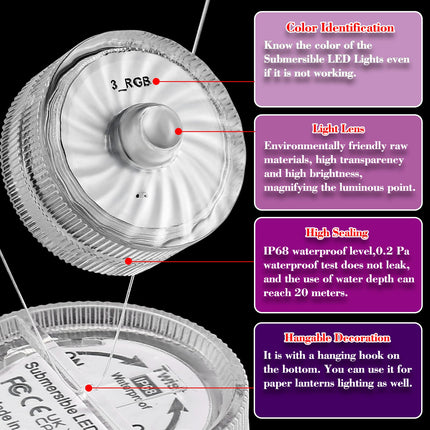 HL Submersible LED Light,White Small LED Light,100 Hours Waterproof Flameless Led Lights Battery Powered for Wedding Home Vase Festival Party Decoration 12pcs (Built-in 24 Batteries)