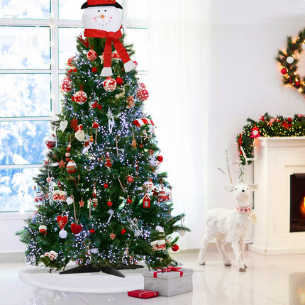 Christmas Snowman Tree Topper and Christmas Tree Plush Skirt 36 Inches Faux Fur White Tree Skirt Snowman Treetop Decor Snowman Hat for Christmas Holiday Winter Party Supplies Decoration