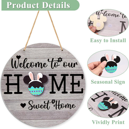 Christmas Front Door Decorations, Interchangeable Welcome Sign Seasonal Front Door Sign Farmhouse Wall Décor, Door Hanger (Rey)