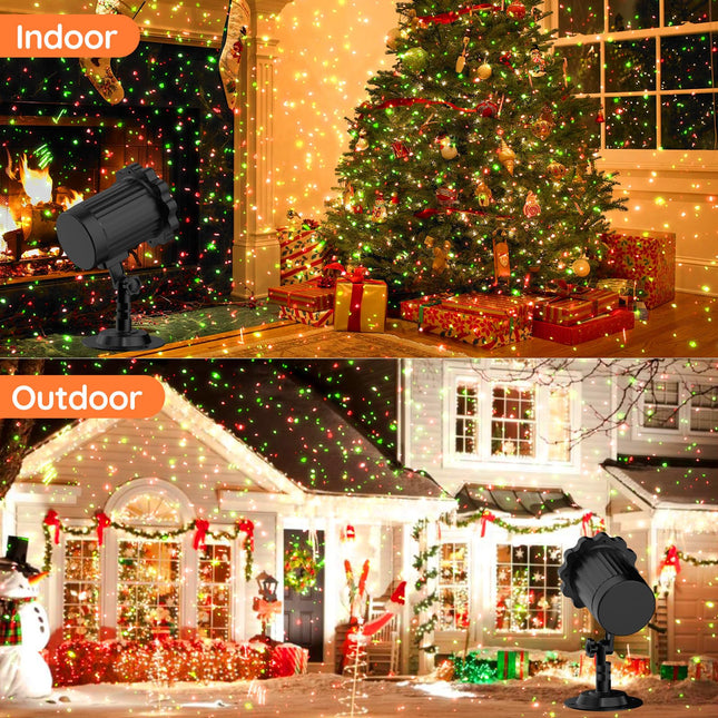 Christmas Projector Lights Outdoor, Red and Green Moving Light Projector with Remote. Ideal for Christmas Lights Outdoor Decorations, Holiday Parties, House, Garden, Patio, Festive Outdoor Decoration