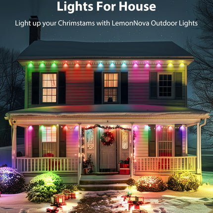 Permanent Outdoor Lights, 100ft RGB Outdoor Christmas Lights with 72 LED Lights, IP67 Waterproof LED Eaves Lights with DIY Scene Modes for Halloween Decor, Smart APP & Remote Control