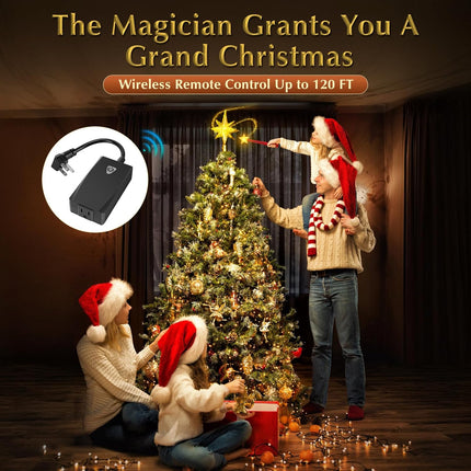 Magical Christmas Wand Remote Control Outlet Christmas Tree Remote Control Christmas Tree Decorations Christmas Tree Ornaments Remote Control Function Smart Outlet with 100 Ft Range - Red