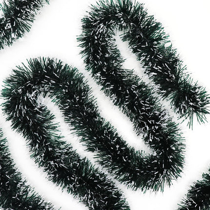 50 FT/15M Long Snowy Green Artificial Christmas Tinsel Garland Decorations DIY for Xmas Tree,Fireplace Mantel,Stairs Railing Outdoor Indoor Holiday Decor (White)