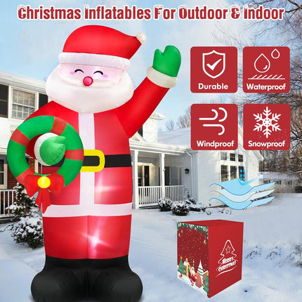 Danxilu 12 FT Giant Inflatable Santa Christmas Outdoor Decorations, Huge Santa Claus Christmas Blow up Yard Decorations Built-in LED Lights Outside Waterproof Xmas Decor for Holiday Party Garden Lawn