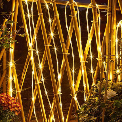 Solar Christmas Lights Outdoor 66 Feet 200 LED Solar Rope Lights with USB Rechargeable 8 Lighting Modes Solar Powered Fairy Lights IP65 Waterproof for Tree Party Garden Wedding Christmas Decorations