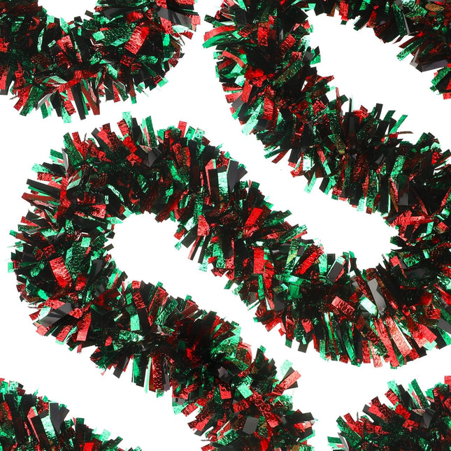 26.2 Feet Kwanzaa Garland Holiday Decoration Metallic Tinsel Twist Garland Black History Month Tinsel Artificial Garland for Kwanzaa Party Decorations, Red, Green and Black