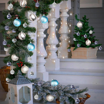 Silver Christmas Tree Ball Ornaments, Christmas Garland Ball Ornaments Shatterproof Christmas Garland Ornaments, Silver Ornaments for Christmas Tree Christmas Tree Garland Ornaments
