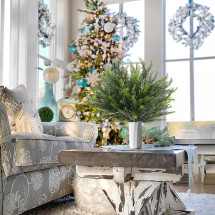 4 Pack Christmas Branches Artificial Pine Branches Cedar Branches for DIY Garland Wreath Xmas Indoor Outdoor Living Bedroom Fireplace Table Decorations (15.74")