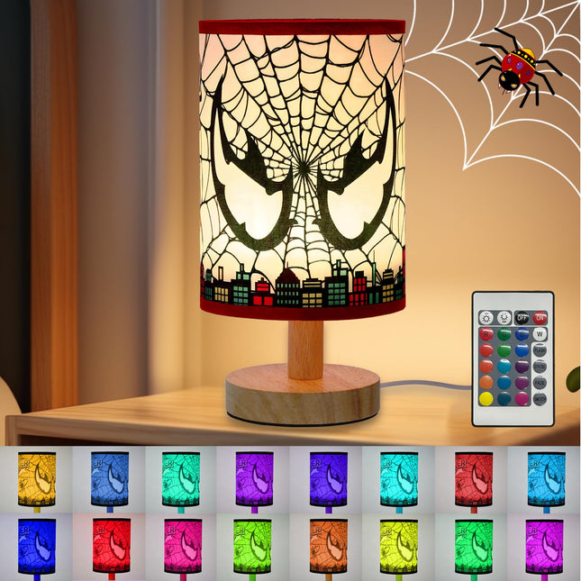 Spider Table Lamp - 16 Color LED Spider Night Light with Remote Control for Kids Room Bedroom Nightstand Decoration Birthday Christmas Children's Holiday s (White)