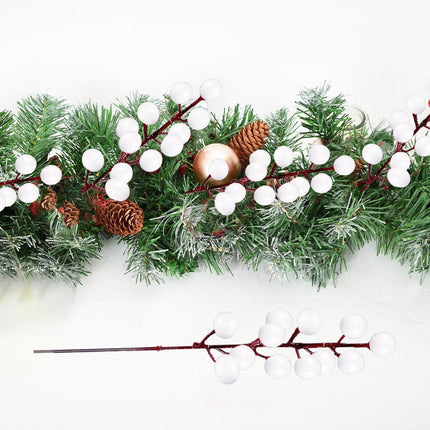 32 Pack Christmas Tree Decoration, 8 Inch Artificial White Berry Stems Christmas Picks Filler for Tree, Holly Berries Christmas Tree Ornaments Xmas Holiday Decor