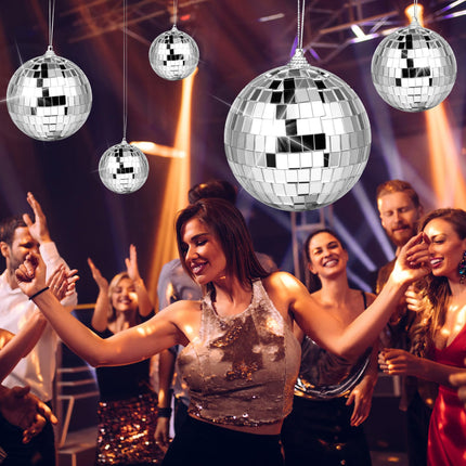 37 Pcs Disco Ball Silver Disco Mirror Ball for Party Decoration, Christmas Tree Ornaments Disco Ball Cup Toppers Wedding Birthday Party Festive