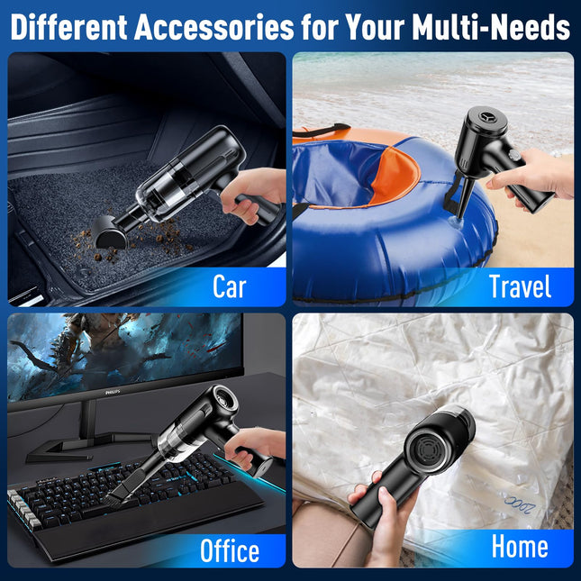 Uniqus Mini Vacuum Cleaner, Handheld Vacuum Cordless Rechargeable, Portable Car Vacuum With Brushless Motor, 12000Pa High Power 3 In 1 Sucking & Blowing Small Vacuum Desk Vacuum For Car, Home, Office