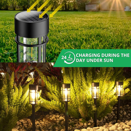 Solar Pathway Lights 8 Pack, Bright Solar Lights Outdoor Waterproof Ip65, Led Solar Garden Lights Metal Landscape Lighting