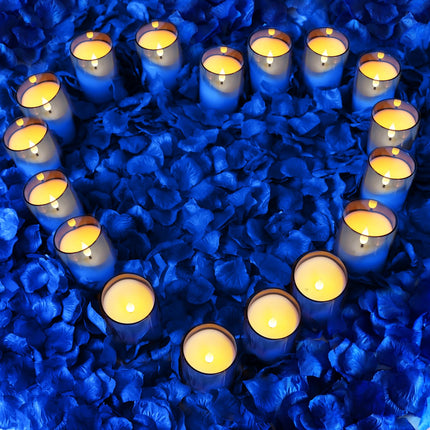 NURADA Flameless Candles: LED Pillar Candles - Acrylic Battery Candles with Remote and Timer for Wedding Party Valentine's Day Decor, Pack of 3 Blue