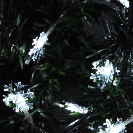 Holiday Essence Snowflake Christmas Lights, 50 Cool White LED 8 Modes 25 Ft Indoor Outdoor Snowflakes String Lights Set Battery Operated