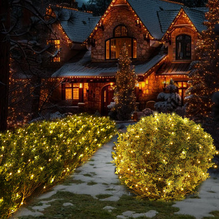 Solar Net Christmas Lights Outdoor,5ftx5ft 100Led Net Lights Outdoor Mesh Lights,8 Modes Connectable Net Christmas Lights Outdoor for Shrubs, Bush Lights Outdoor Christmas Décor(Warm White)
