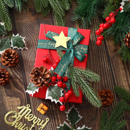 141 Pcs Christmas Artificial Pine Picks Set, DIY Crafts Red Berry Stems Branches Pine Needles Accessories Set for Christmas Tree Wreath Garland Decorations