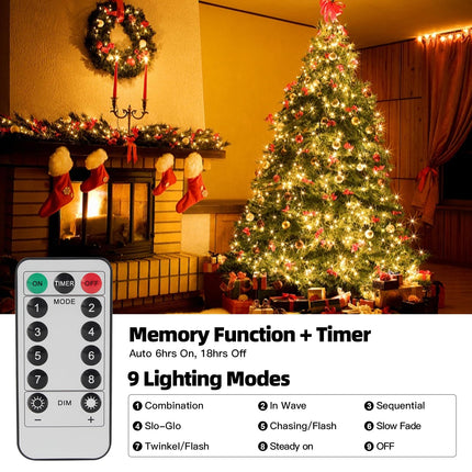 78ft 240 LED Christmas Lights Battery String Lights Timer Memory Function Battery Powered Waterproof String Lights for Indoor Outdoor Decoration (Warm White)