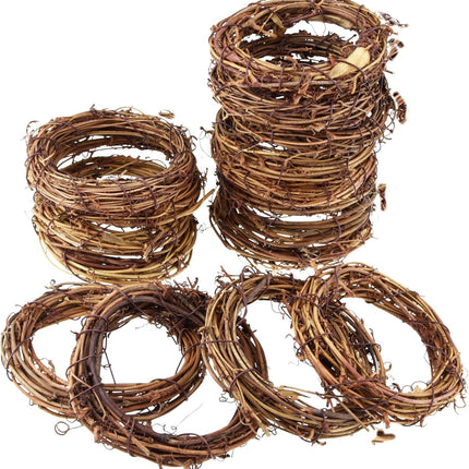 Grapevine Wreath Set, Marrywindix 16 Pieces Natural Vine Branch Wreath Christmas DIY Rattan Wreath Garland for Christmas Holiday Craft Wedding Decor (4 in.)
