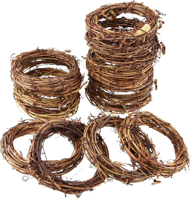Grapevine Wreath Set, Marrywindix 16 Pieces Natural Vine Branch Wreath Christmas DIY Rattan Wreath Garland for Christmas Holiday Craft Wedding Decor (4 in.)