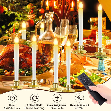 HINZER Christmas Window Candles with Timer Remote 8 Pack Battery Operated Candles LED Candle Lights Christmas Decorations Electric Candles Window Lights Flameless Taper Candles with Suction Cups