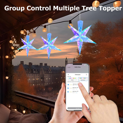 Christmas Star Tree Topper, 10” 50LEDs Smart Lighted Christmas Tree Topper RGB Treetop App Control USB Powered Xmas Music Sync Tree Top for Christmas Tree Holiday