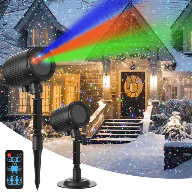 Christmas Laser Lights Outdoor, 3 Color RGB Christmas Projector Lights Outdoor, Holiday Projector Lights Outdoor with RF Remote and Timer, Waterproof Star Shower Laser Lights Outdoor for Home Decor
