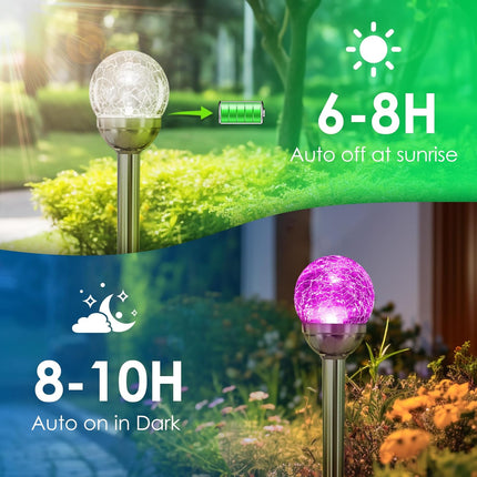 Solpex Solar Garden Lights Outdoor, 3 Pack Multi Color ChangingWhite 2 Modes Solar Powered Glass Ball Garden Lights, Solar
