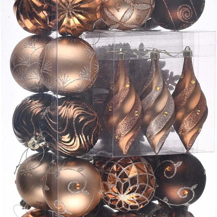Valery Madelyn Christmas Tree Decorations Set, 40ct Bronze Copper and Gold Shatterproof Christmas Ball Ornaments Bulk, Luxury Hanging Ornaments for Christmas Trees Xmas Holiday Decor