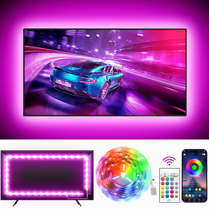 GIPOYENT TV Light Strip, Music Sync LED TV Backlights, for 32-50 Inch TV, LED TV Light with Bluetooth Function - RGB Color Changing Light Strip for Home Theater (9.8ft)