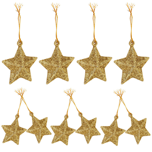Beavorty 24pcs Pentagram Christmas Tree Christmas Star Ornaments Christmas Tree Baubles Christmas Balls Ornaments Mini Christmas Tree Hanging Ornaments Xmas Party Props Pendant PVC Delicate