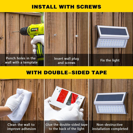 Roshwey Solar Lights Outdoor 6 Pack 30 Led Deck Lights Solar Powered Waterproof Outside Stair Lights Fence Post Lamp Outdoor