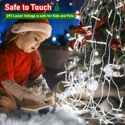 XURISEN d 403FT 1000 LED Christmas Lights Outdoor, Super Long String Lights 8 Modes & Memory Timer Plug in Fairy Lights for Home Xmas Tree Party Wedding Decor -Cool White