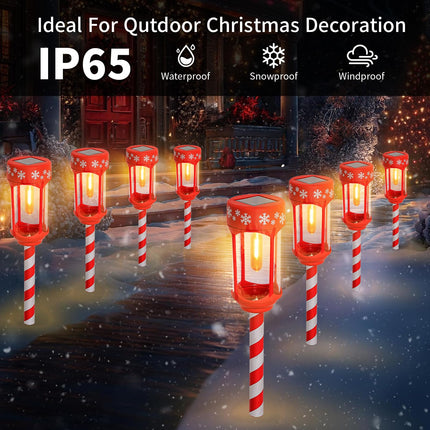 6 Pack Solar Christmas Pathway Lights - Christmas Decorative Lights Waterproof & Auto On/Off Xmas for Garden Landscape Patio Yard Walkway Decor