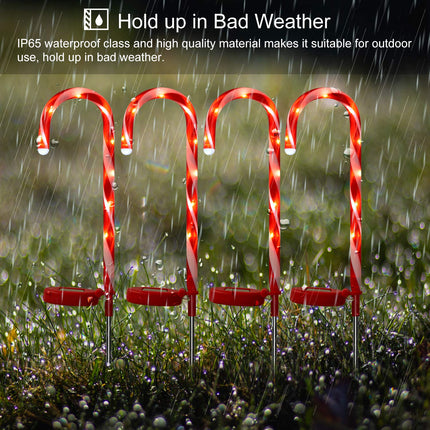 Candy Cane Solar Lights Christams Ourdoor Decoration Clearance - 4 Pack Outdoor Candy Cane Stakes with Built-in LED Lights for Pathway Walkway Christmas Decorations, 23 inch
