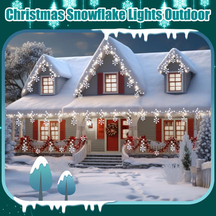 2 Pcs Christmas Snowflake Lights Outdoor, 57.4ft 864 LED Snowflake Light with 72 Drops, 8 Mode and Timer Waterproof Connectable Snowflake String Light for Window Eave Yard, Each 28.7ft 432 LED