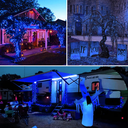 SANJICHA Blue Outdoor Solar String Lights, 2-Pack Each 72FT 200LED Super Bright Solar Lights Outdoor, Waterproof Copper Wire 8 Modes Solar Fairy Lights for Garden Patio Tree Party Wedding (Blue)