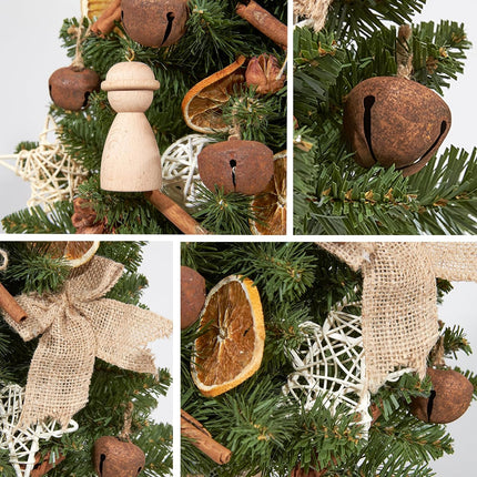 WBHome 1.8 Feet Pre-lit Decorated Tabletop Christmas Tree, Boho-Minimalist Christmas Themed Decorations with Pine Cones, Pre-Lit Mini Christmas Tree, 35 Bulbs