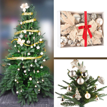 60 Pcs Christmas Ball Ornaments Set,Champagne Gold Shatterproof Plastic Christmas Tree Ornaments Balls for Indoor and Outdoor Holiday Party Wedding Thanksgiving Christmas Decoration