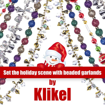 Klikel Christmas Acrylic Garland 10 Feet Long Red Green Gold and Silver