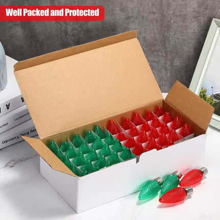 50 Pieces C9 Christmas Light Replacement Bulb E17 LED Easter Light Replacement Bulb Outlet Faceted Christmas Bulb LED for Holiday Decoration(Red, Green)