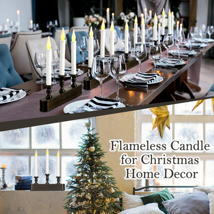 Leinuosen 4 Pack Christmas LED Window Candle 3 Window Candelabra with Black Base Battery Operated Flameless Candle with 8 Hour Timer for Christmas Window Weddings Party Home Decor(Without Battery)